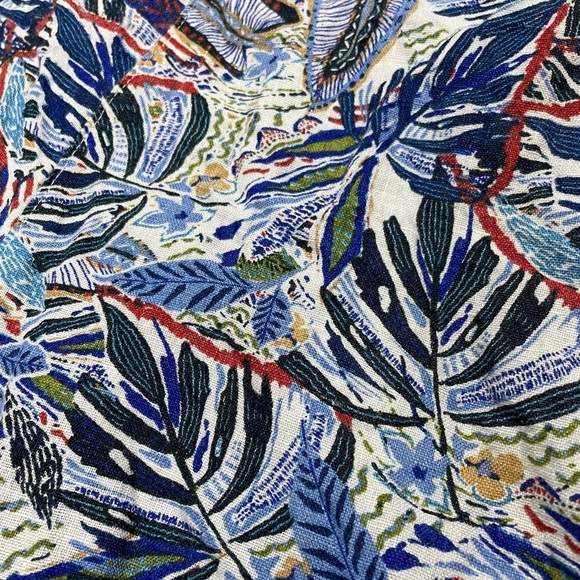 C&C California Linen Wide Leg Crop Pants Tropical Leaf Print Size L - Picture 11 of 12